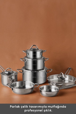 Karaca  Ada İndüksiyon Tabanlı 12 Parça Çelik Tencere Seti V2
