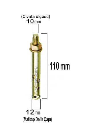 Aletçantam Uzun Çelik Dübel Gömlekli 10x110 (12mm) -10 adet