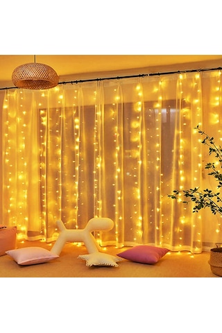 15 Sarkık 3x3 Metre Led Işık 8 Farklı Animasyonlu Perde Led Işık Günışığı - Eklenebilir Fiş Günışığı