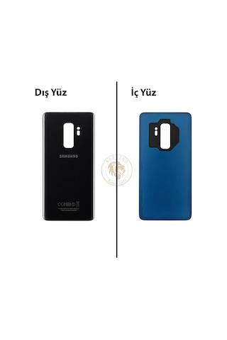 Samsung Galaxy S9 Plus Siyah Renk Arka Kapak Arka Cam Batarya Kapağı Pil Kapağı Lazer Kesim Back Cover Galaxy S9 Plus Uyumlu