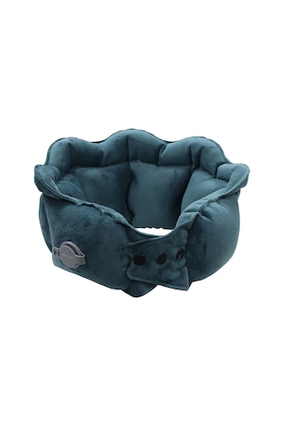 Pıctet.fıno Rh66 Kristal Kadife Şişme Boyun Yastığı Seyahat Dostu Taşınabilir Boyun Yastığı Siyah-yeşil