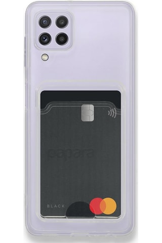 FitCase Samsung Galaxy Uyumlu A22 Kılıf Cardy Şeffaf Kartlık Cepli Kapak