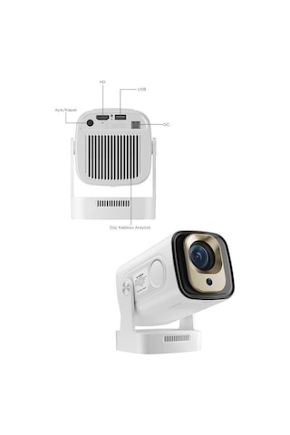 Torima Hy260 Pro Mini Beyaz Taşınabilir Sinema Projektörü Ev Sineması Android Akıllı Projeksiyon
