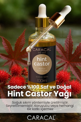 Caracal Hint Yağı Soğuk Sıkım %100 Saf Doğal Saç Yüz Kaş Kirpik Cilt Bakım Yağı 100 Ml