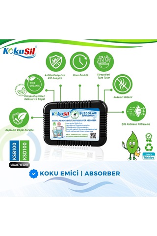 Kokusil Buzdolabı Koku Giderici Ve Koku Emici Doğal Aktif Karbon Siyah