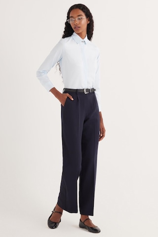 Tudors Kadın Slim Fit Dar Kesim Vucüda Oturan Uzun Kollu Gizli Düğme Detaylı Mavi Basic Gömlek-35557 Mavi