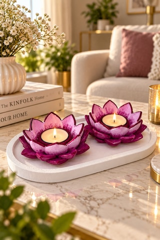Lotus Harmonisi 2limumluk Tabaklı Set Pembe Lotus Harmonisi 2limumluk Tabaklı Set Pembe