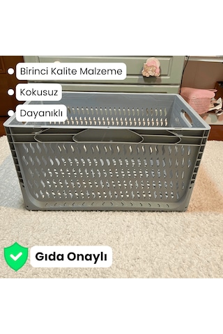 Alpbx Delikli Gri Plastik Kasa 60x40x32 Cm - Sepet 65 Litre