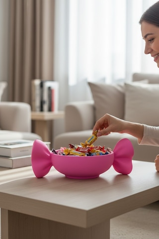 Şeker Formlu Dekoratif Şekerlik Kasesi Atıştırmalık Ve Şeker Sunum Kabı Pembe
