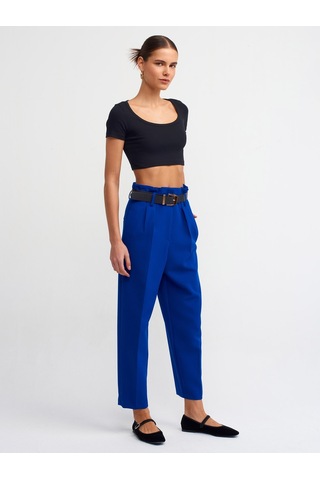 Dilvin Kısa Kollu Crop Top Siyah