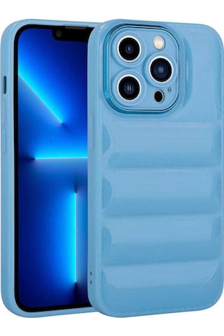 Apple Uyumlu iPhone 13 Pro Max Kılıf Kamera Korumalı Parlak Airbag'li Zore Galya Kapak Mavi