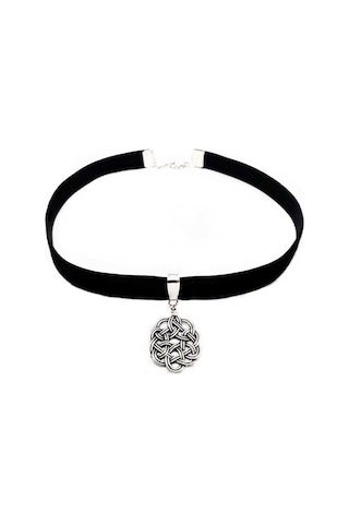 Siyah Kadife Kadın Aşk Düğümü Kazaziye Choker Tasma Kolye Siyah