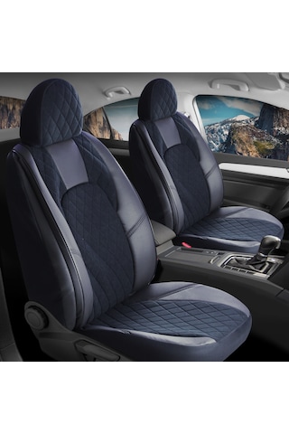 Ford Focus 3 Sedan Yarı Deri Oto Koltuk Kılıfı Ön Arka Takım Chester Siyah Fsr