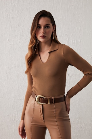 Sateen Polo Yaka Triko - Vizon-132064 Vizon