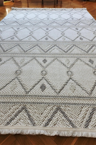 Leiva Home Monaco 0038 Krem Gri Bohem Sisal Bukle Yumuşak Özel Kesim Salon Koridor Mutfak Yolluk Saçaklı Halı 0160a-krem/gri