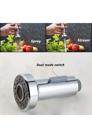 Mutfak Musluğu İçin 2 Pozisyonlu Sprey Başlığı Mutfak Musluğu Sprey Başlığı Sprey Değişimi Geri Çekilebilir Mutfak Bataryası İçin Sprey Başlığı, Krom Diğer