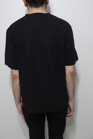 Santa Dmctekstil Erkek Tshirt-1323 Düz Spor Kesim Rahat Kalıp Bisiklet Yaka Battal T-shirt Siyah