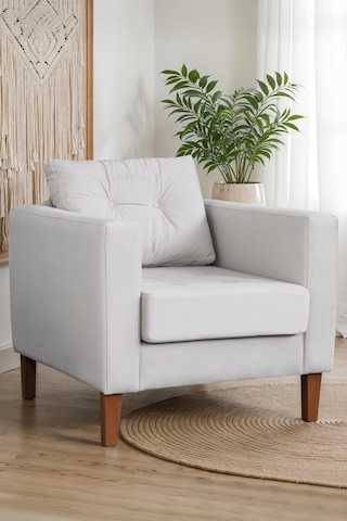 Eymense Kraft Kadife Berjer Beyaz