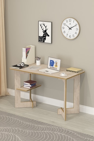 Asra Trend Raflı Modern Çalışma Masası ÇM-02 %100 MDF Bilgisayar Ofis Ders Masası Sidon