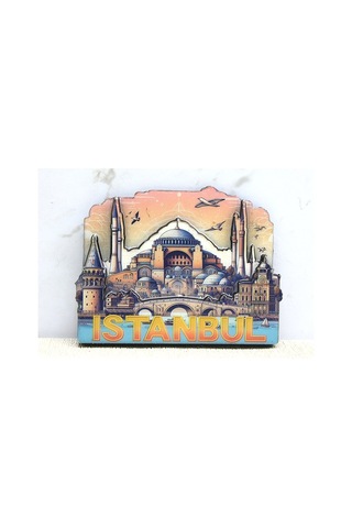 Ahşap İstanbul Temalı Magnet Hatıra Koleksiyonluk Dekoratif Obje Çok Renkli