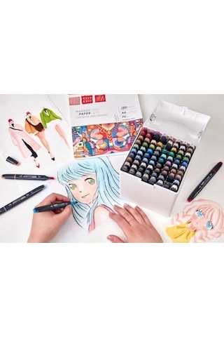 Plus Sketch Marker Çift Taraflı Çizim Kalemi 80 Renk Renkli