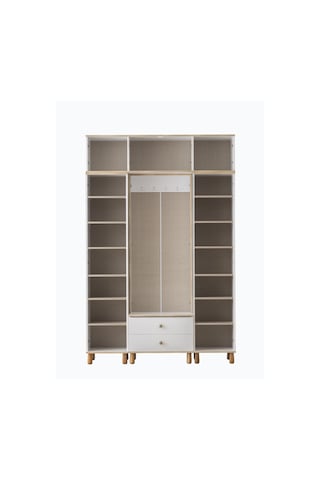 Dejavu Asklıklı Çekmeceli Ayakkabılık Portmanto 160x40x204cm Beyaz