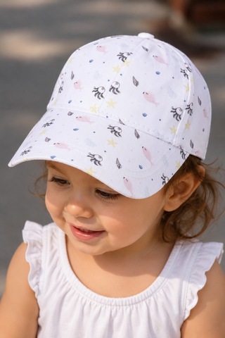 Kitti 1-3 Yaş 50cm Kız Bebek Çocuk Yazlık Desenli Ayarlanabilir Şapka Kep Y2310003 Beyaz