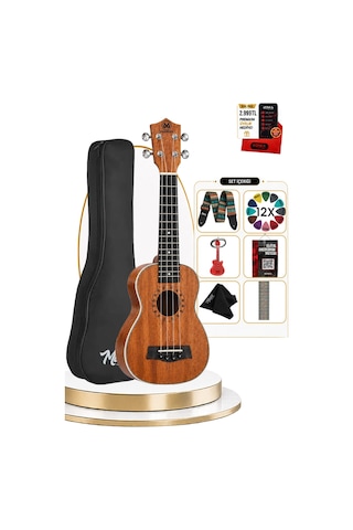 Maxword Mu-21 Pro Yüksek Kaliteli Maun Soprano Ukulele Seti