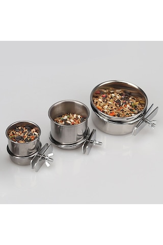 Shineyee Paslanmaz Çelik Kuş Mama Kabı Papağan Besleme Kutusu Kelepçe Tutucu Su Bardağı Mama Kavanozu Kakadu Conure Muhabbet Kuşları Muhabbet Kuşu Papa-39