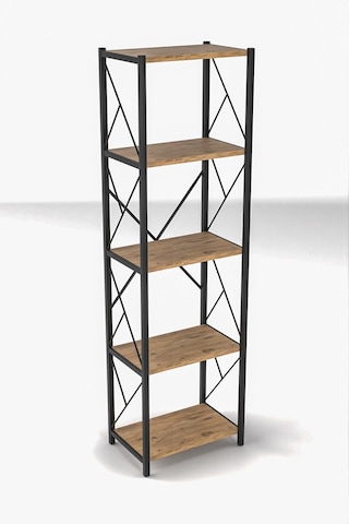 Morpanya Arfelix Metal Tekli Mutfak Rafı Malzeme Dolabı 5 Raflı Mikrodalga Fırın Rafı Çok Amaçlı Ceviz