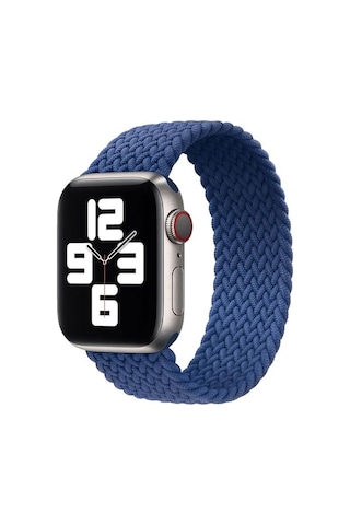 Forzacase Apple Uyumlu Watch 10 Series 46mm İle Hasır Örgü Solo Loop Kordon Kayış - Fc401 Lacivert