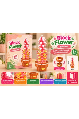 Building Block Flower 211 Parça Sukulent Nhr Oyuncak