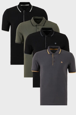 Buratti Pamuklu Slim Fit Şerit Detaylı Düğmeli Polo Yaka 4'Lü Paket Erkek T Shirt 5902118S4 Siyah-Antrasit-Haki-Siyahbeyaz