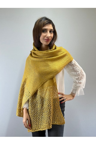Gönülden Tasarım 200x50 Cm Triko Pul Payetli Kadın Fular Şal Hardal