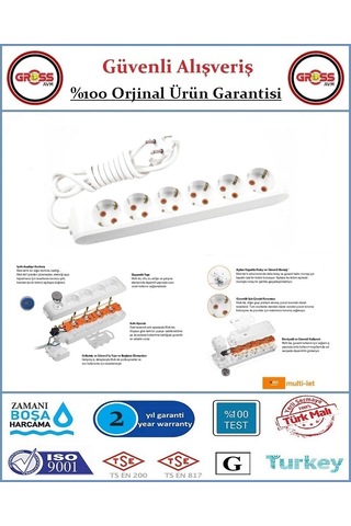 Viko Multi-let Altılı Topraklı Priz - 3 Metre - Çocuk Korumalı