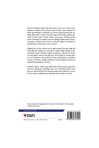 Kadın Haklarının Gerekçelendirilmesi  -  Mary Wollstonecraft - Can Yayınları