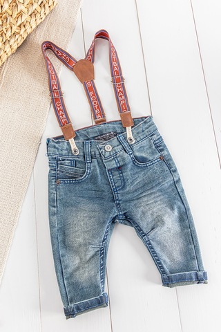 Baby Denim Kumaş Askılı Erkek Bebek Kot Pantolon 001