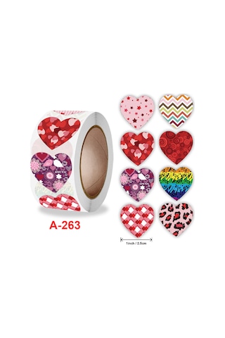 Vkemall A-263 Sevgililer Günü Kalp Desenli Vinil Sticker, Evlilik & Ticari Dekorasyon, Tek Kullanımlık Özlü Etiket Plastik, Cam, Kumaş Uyumlu