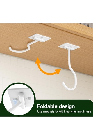 Tenfowee Beyaz Çift Kollü Muz Asma Kancası - Çekilebilir Mutfak Makyajı, Kolay Kurulum, Elektrostatik Boya, 16cm, 63g