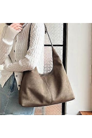 Kadın Kışlık Rahat Kol Çantası Vintage Basit Omuz Çantası Bol Çanta Kol Çantası Ofis Çantaları Kahve Kahve Diğer