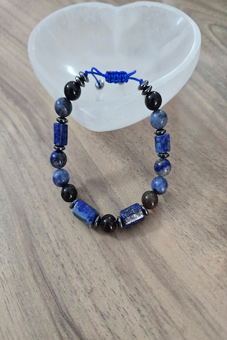 Lapis Lazuli, Sodalit, Akik, Hematit Doğaltaş Bileklik Lacivert