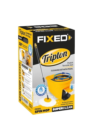 Sgs 4221 Tripton Pedallı Mikrofiber 360 Döner Başlıklı Mop Ve Kova Paspas Temizlik Seti