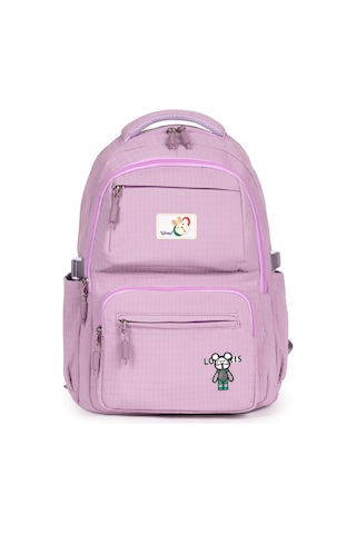 Modern Ve Fonksiyonel Tasarım Çok Gözlü, Şık Okul Sırt Çantası - Mor Mor