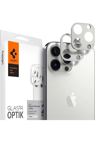 Spigen Apple Uyumlu iPhone 13 Pro Max / Apple Uyumlu iPhone 13 Pro İle Uyumlu Kamera Lens Cam Ekran Koruyucu Glas.tr Optik 2 Adet Silver