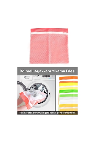 1 Adet Fermuarlı Ayakkabı Yıkama Filesi - Bölmeli Yıkama Filesi 38x38 Cm Karışık Renk Çok Renkli