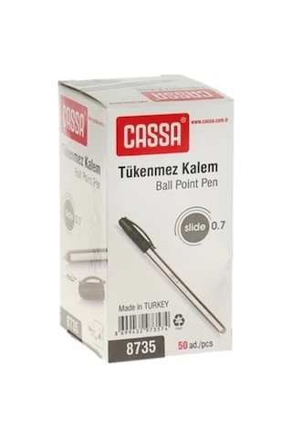 Cassa 8735 Slıde Tükenmez Kalem 07 Siyah (50'li Kutu)