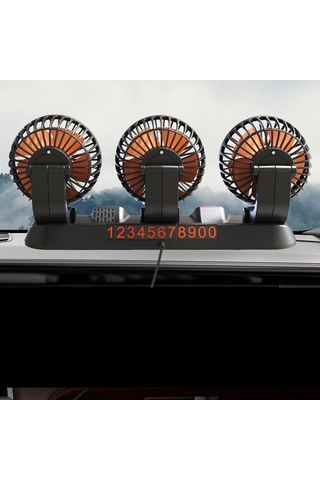 Youtek 12v Araba Fani, 3 Başlı, 2 Hızlı, 360 Dönebilen, Soğutucu, Kamyon-van-ulaşım Araçları İçin, Konum Numarası Dahil