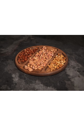 Sammwood 3 Bölmeli Ahşap Sunumluk ,çerezlik , Şekerlik