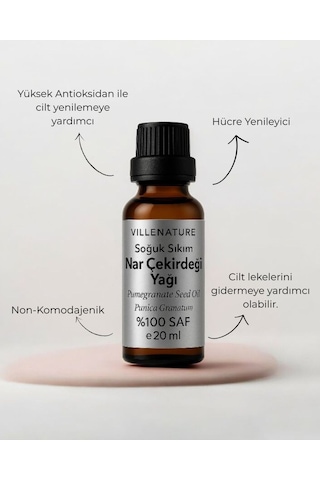 Villenature Soğuk Sıkım Nar Çekirdeği Yağı Pomegranate Seed Oil Punica Granatum 20 Ml