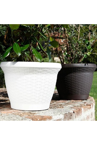 Hs03 Hasır Saksı Tabaklı 30,5cm, 10 Litre Kiremit